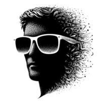 Black and White Illustration of modern black sunglasses vector