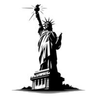 negro y blanco ilustración de el estatua de libertad Turismo en nuevo York ciudad vector