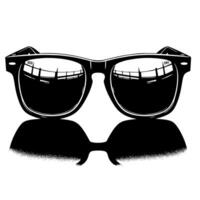 Black and White Illustration of modern black sunglasses vector