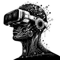 Black and White Illustration of VR Glasses Headset vector