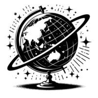 Black and White Illustration of the planet Earth vector