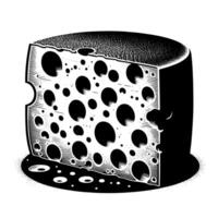 Black and White Illustration of a traditional Swiss Cheese vector