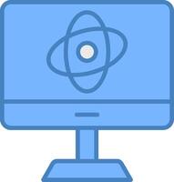 computadora Ciencias línea lleno azul icono vector