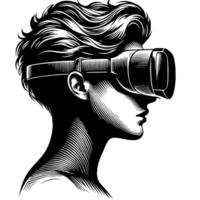 Black and White Illustration of VR Glasses Headset vector