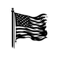 Black and White Illustration of the USA Flag vector