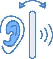 oído línea lleno azul icono vector
