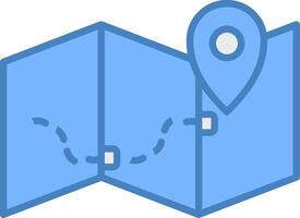 Map Line Filled Blue Icon vector