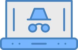 Spy Line Filled Blue Icon vector