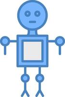Robot Line Filled Blue Icon vector