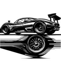 black and white illustration of a Hypercar Sports Car vector