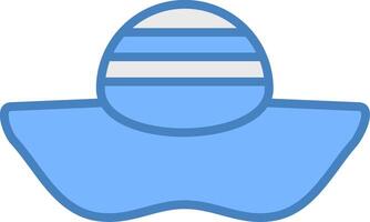 Sun Hat Line Filled Blue Icon vector