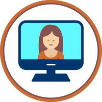 Computer Flat Circle Icon vector