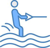 Surfing Line Filled Blue Icon vector