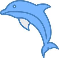 Dolphin Line Filled Blue Icon vector