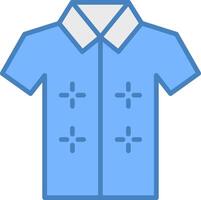 hawaiano camisa línea lleno azul icono vector