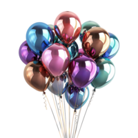 Group of color glossy helium balloons on isolated transparent background png
