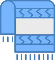 playa toalla línea lleno azul icono vector