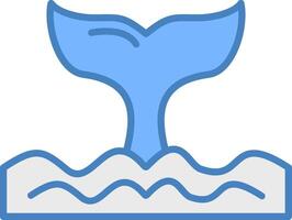 Whale Line Filled Blue Icon vector