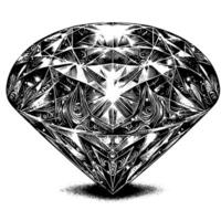 negro y blanco silueta de un perfectamente cortar espumoso solitario diamante piedra preciosa vector