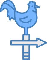 Chicken Line Filled Blue Icon vector