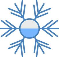 copo de nieve línea lleno azul icono vector