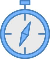 Compass Line Filled Blue Icon vector