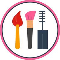 Makeup Brushes Flat Circle Icon vector