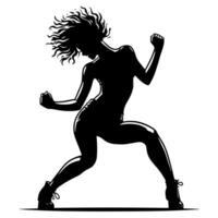 Black and White Illustration of a punk Woman is dancing and shaking in a Successful Pose vector