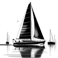 Black and White Illustration of a sailing boat vector