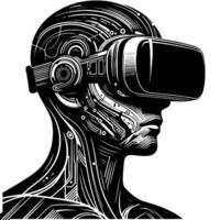 Black and White Illustration of VR Glasses Headset vector