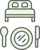 cama y desayuno relleno icono diseño vector