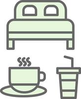 cama y desayuno relleno icono diseño vector