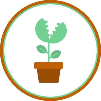 Venus Flytrap Flat Circle Icon vector