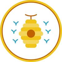 abeja colmena plano circulo icono vector