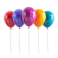 Group of color glossy helium balloons on isolated transparent background png