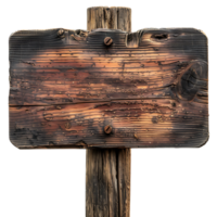 A wooden sign board on isolated transparent background png