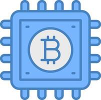 Bitcoin Process Line Filled Blue Icon vector