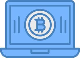 Bitcoin Mining Line Filled Blue Icon vector