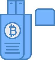 Bitcoin Drive Line Filled Blue Icon vector