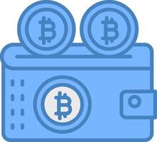 Bitcoin Wallet Line Filled Blue Icon vector