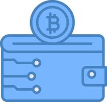 Cryptocurrency Wallet Line Filled Blue Icon vector