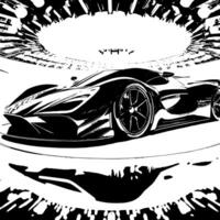 black and white illustration of a Hypercar Sports Car vector