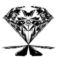 Black and white silhouette of a perfectly cut sparkling solitaire diamond gemstone vector