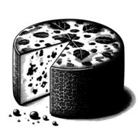 Black and White Illustration of a traditional Swiss Cheese vector