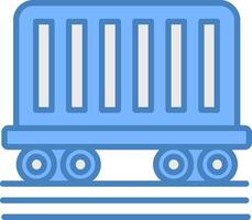 Train Container Line Filled Blue Icon vector