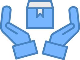 Handle With Care Line Filled Blue Icon vector