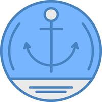 Anchor Line Filled Blue Icon vector