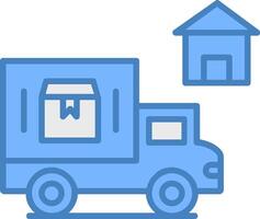 Home Delivery Line Filled Blue Icon vector