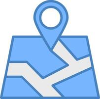 Map Line Filled Blue Icon vector