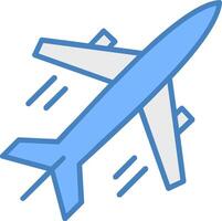 Plane Line Filled Blue Icon vector